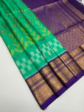 VSIS487 - teal green color body , violet color pallu , blouse - Pure silk saree