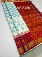 VSIS485 - white color body , red color pallu , blouse - Pure silk saree
