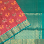 VSIS488 - lotus pink color body , teal green color pallu , blouse - Pure silk saree