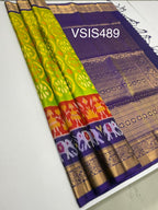VSIS489 - dual green color body , violet color pallu , blouse - Pure silk saree