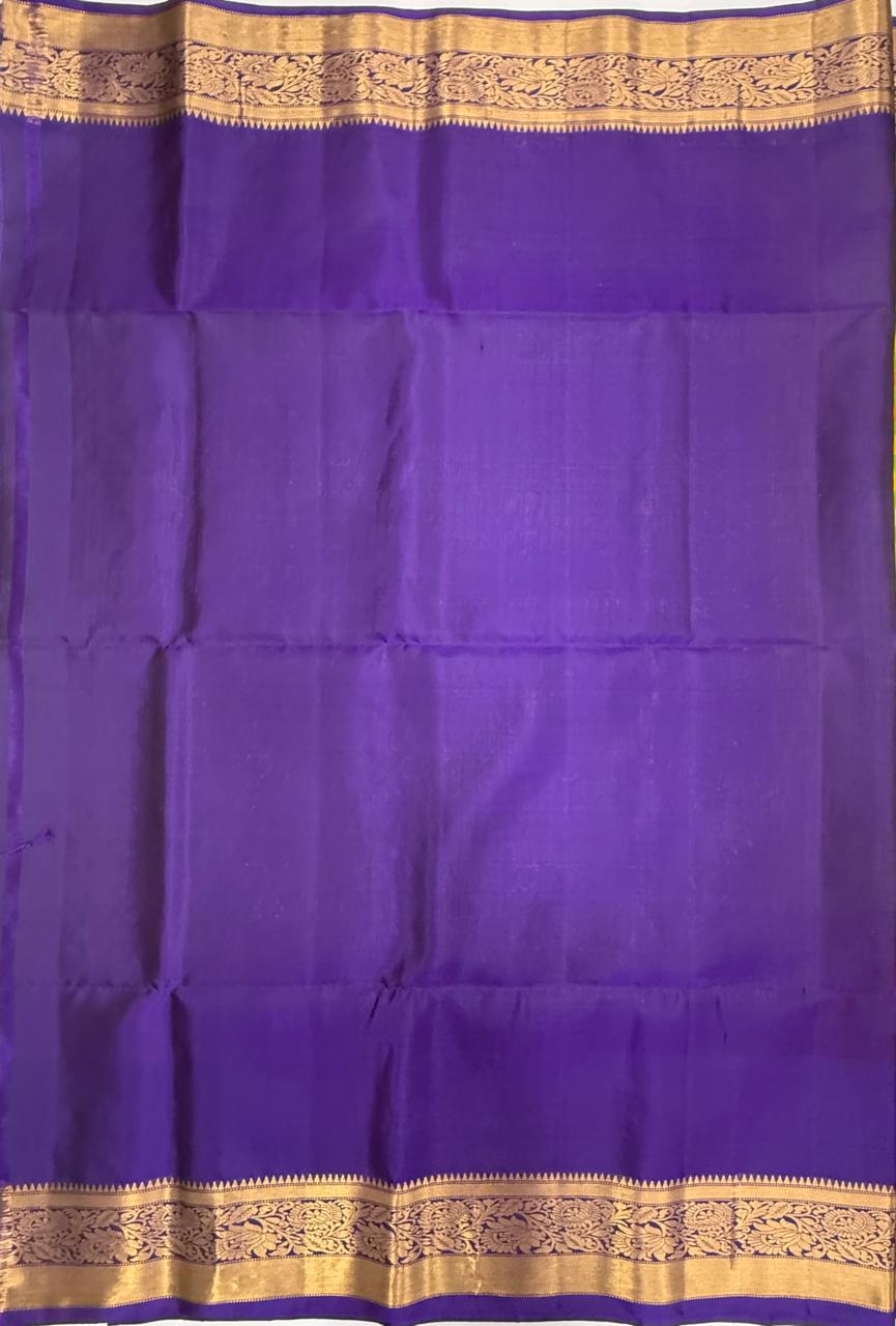 VSIS489 - dual green color body , violet color pallu , blouse - Pure silk saree