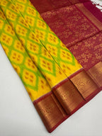 VSIS492 - yellow color body , dark pink color pallu , blouse - Pure silk saree