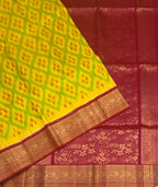 VSIS492 - yellow color body , dark pink color pallu , blouse - Pure silk saree