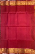 VSIS492 - yellow color body , dark pink color pallu , blouse - Pure silk saree