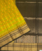 VSIS491 - yellow with green color body , black color pallu , blouse - Pure silk saree