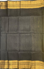 VSIS491 - yellow with green color body , black color pallu , blouse - Pure silk saree