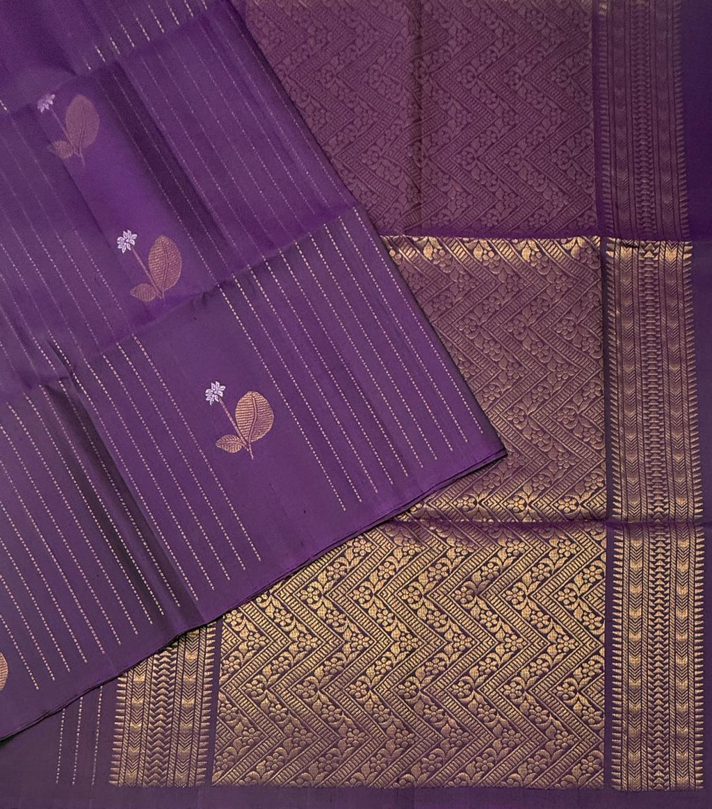 VSF1248 - violet color body , pallu,blouse - Pure silk saree