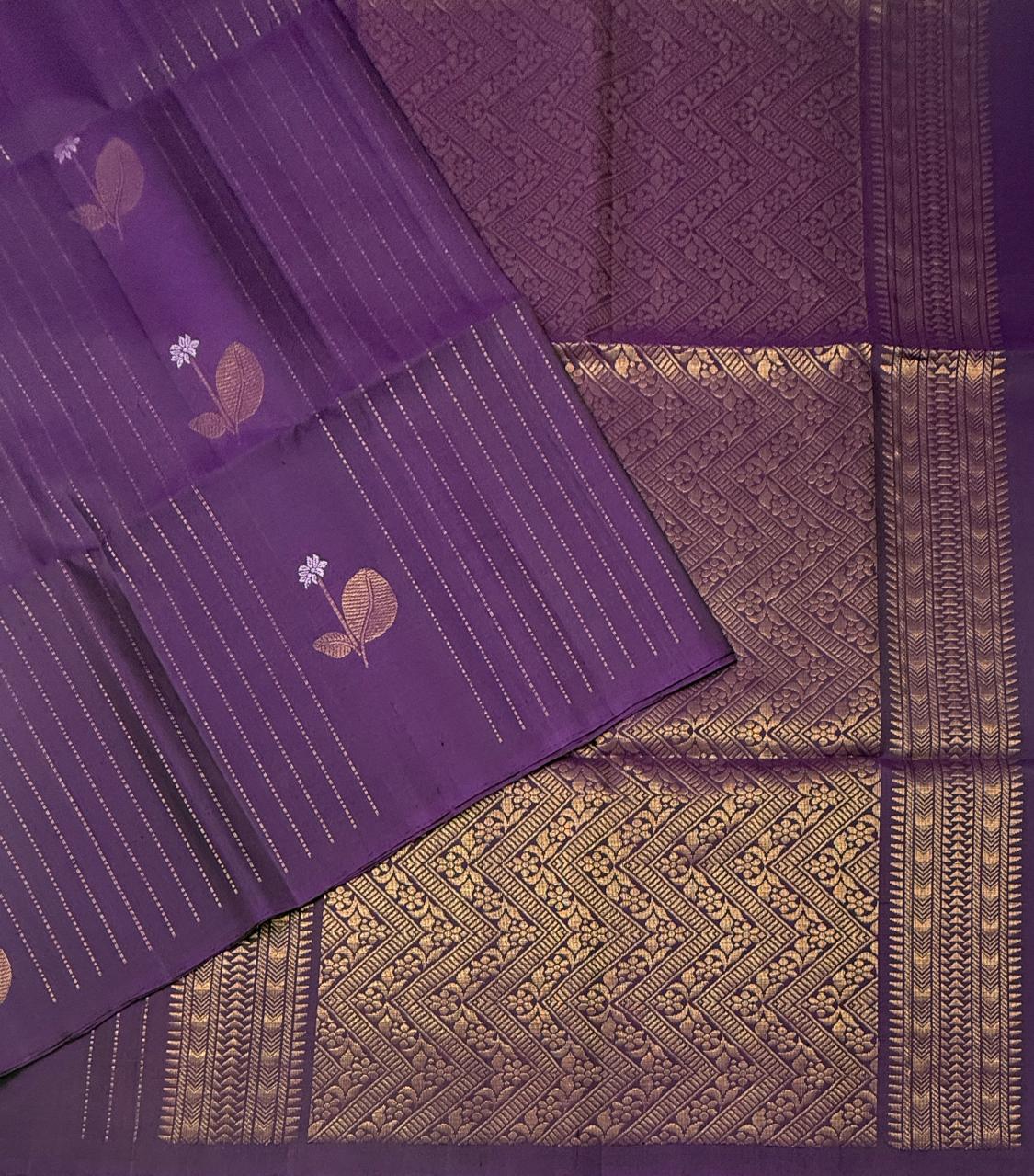 VSF1248 - violet color body , pallu,blouse - Pure silk saree