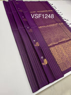 VSF1248 - violet color body , pallu,blouse - Pure silk saree