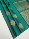 VSS502 - peacock green color body, pallu , blouse pure silk saree