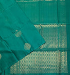 VSS502 - peacock green color body, pallu , blouse pure silk saree