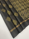 VSS503 - black color body, pallu , blouse pure silk saree