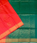 VSZB258 - pinkish orange color body, dual green color pallu , blouse pure silk saree