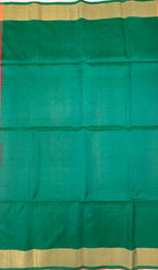 VSZB258 - pinkish orange color body, dual green color pallu , blouse pure silk saree