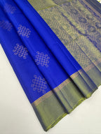 VSCB709 - pepsi blue color body , green with blue color pallu , blouse - Pure silk saree