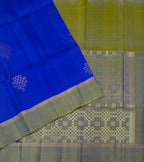 VSCB709 - pepsi blue color body , green with blue color pallu , blouse - Pure silk saree