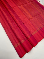 VSA683 - pinish orange color body , pallu , blouse - Pure silk saree