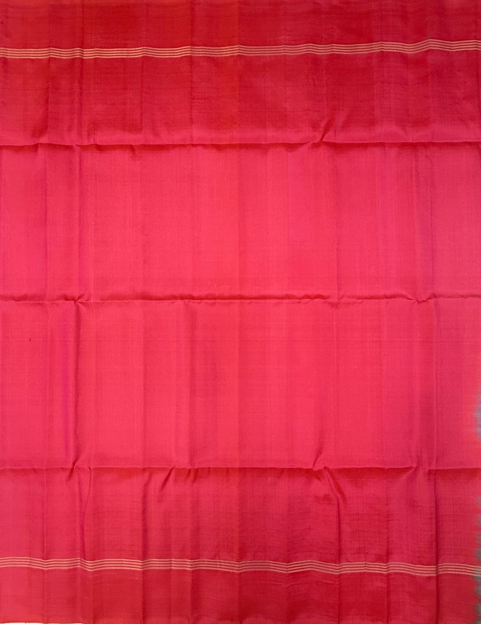 VSA683 - pinish orange color body , pallu , blouse - Pure silk saree