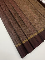 VSA684 - brown color body , pallu , blouse pure silk saree