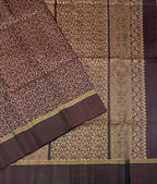 VSA684 - brown color body , pallu , blouse pure silk saree