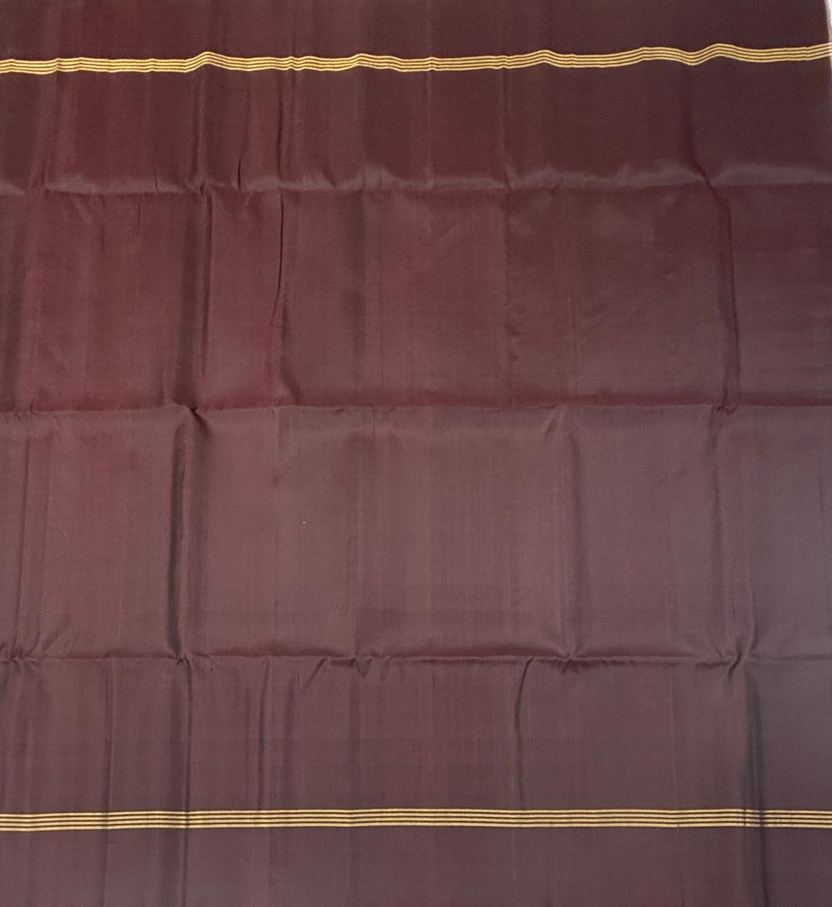 VSA684 - brown color body , pallu , blouse pure silk saree