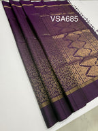 VSA685 - violet color body , pallu , blouse pure silk saree