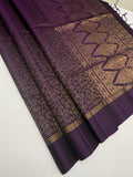VSA685 - violet color body , pallu , blouse pure silk saree