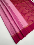 VSA686 - milk rose color body , dark pink color pallu , blouse pure silk saree