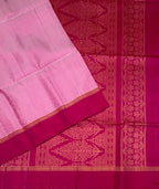 VSA686 - milk rose color body , dark pink color pallu , blouse pure silk saree