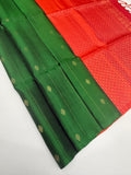 VSM498 - bottle green color body , pinkish orange color pallu , blouse&nbsp;
