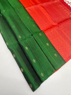 VSM498 - bottle green color body , pinkish orange color pallu , blouse&nbsp;