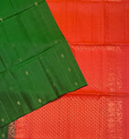 VSM498 - bottle green color body , pinkish orange color pallu , blouse&nbsp;