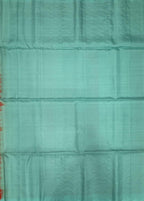 VSM502 - pinkish orange color body , sea blue color pallu , blouse&nbsp;