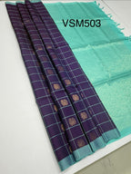 VSM503 - violet color body , sea blue color pallu , blouse&nbsp;