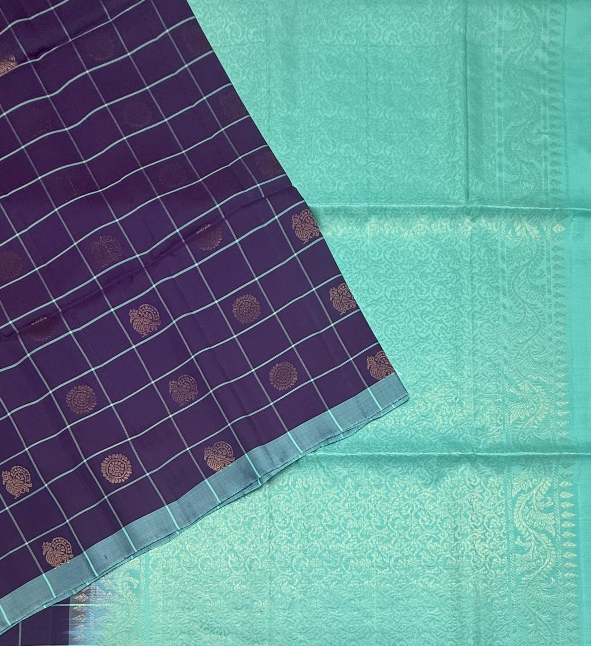 VSM503 - violet color body , sea blue color pallu , blouse&nbsp;