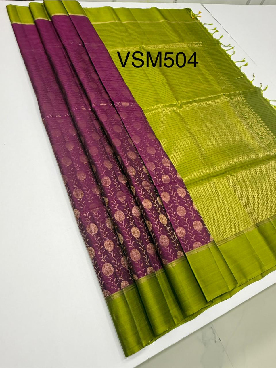 VSM504 - purple color body , green color pallu , blouse&nbsp;