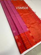 VSM508 - milk rose color body , pinkish orange color pallu , blouse&nbsp;