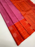 VSM508 - milk rose color body , pinkish orange color pallu , blouse&nbsp;