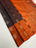 VSM509 - dark brown color body , rust orange color pallu , blouse&nbsp;