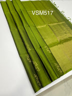 VSM517 - olive green color body , pallu , blouse.