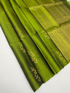 VSM517 - olive green color body , pallu , blouse.