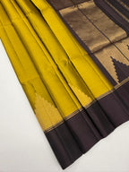 VSM519 - cowdung green color body , dark purple color pallu , blouse.