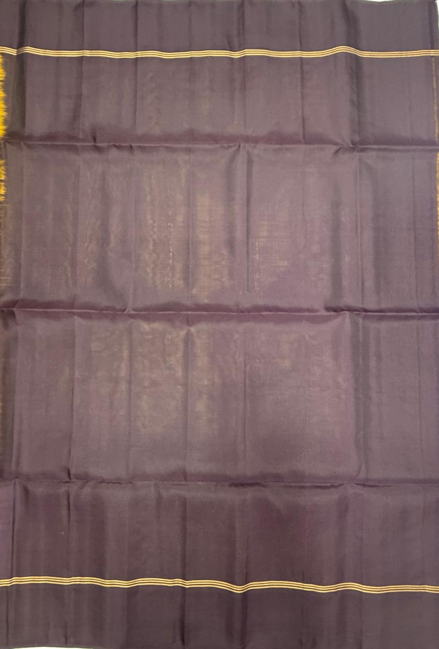 VSM519 - cowdung green color body , dark purple color pallu , blouse.