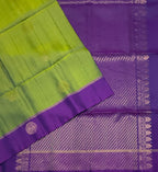 VSM520 - olive green color body , violet color pallu , blouse.