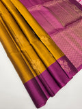 VSM521 - honey brown color body , purple color pallu , blouse.