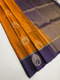 VSM522 - rust orange color body , violet color pallu , blouse.