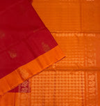 VSM523 - dark pink color body , orange color pallu , blouse.