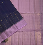 VSM526 - navy blue color body , lavender color pallu , blouse.