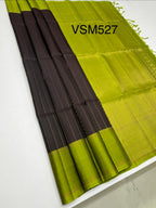 VSM527 - dark purple color body , leaf green color pallu , blouse.