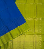 VSM528 - blue color body , leaf green color pallu , blouse.
